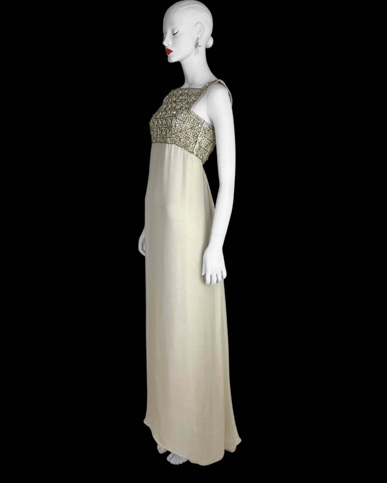 Oscar de la Renta Spring 1996 Runway Silk Chiffon Embellished Column Gown