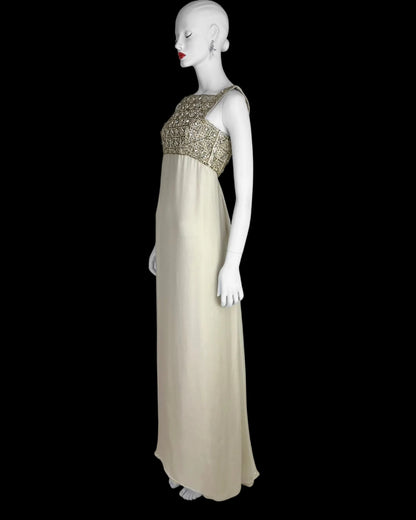 Oscar de la Renta Spring 1996 Runway Silk Chiffon Embellished Column Gown