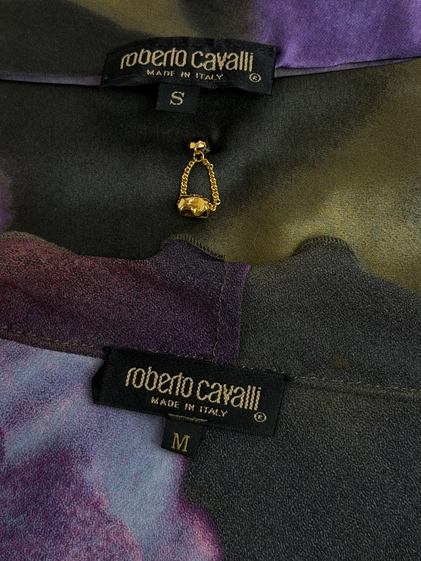 Roberto Cavalli Fall 1999 Iris Print Silk Ensemble