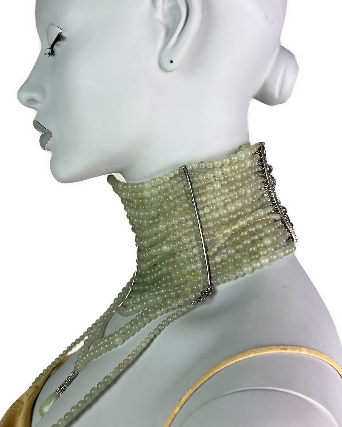 Dior by John Galliano Spring 1998 Jade Pearl Maasai Choker Necklace