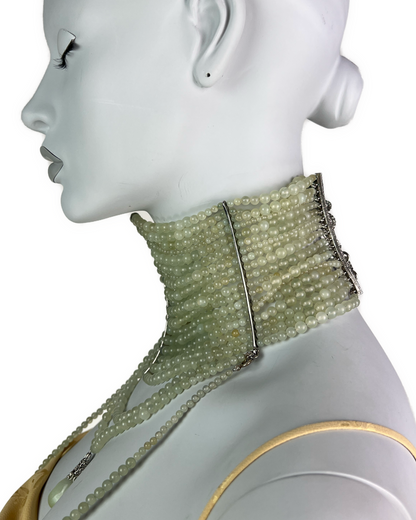 Dior by John Galliano Spring 1998 Jade Pearl Maasai Choker Necklace