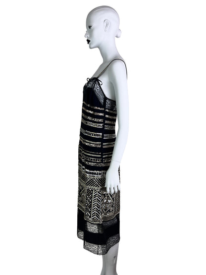 Dior by John Galliano Spring 2006 Embellished and Beaded Silk Cami Dress with Lace trim