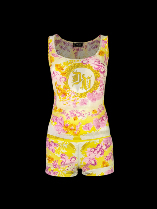 Versace Spring 2004 Orchid Print Short Set