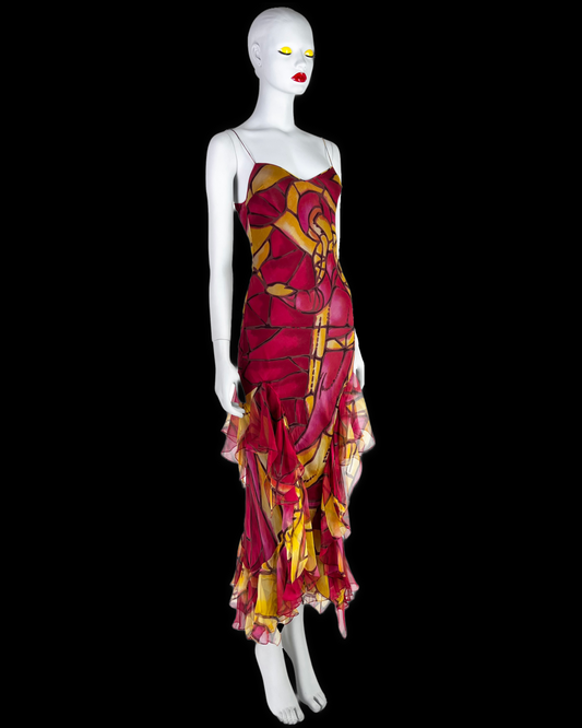 Dior by John Galliano Fall 2000 Stained Glass Bias-Cut Silk Dress