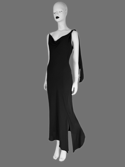 John Galliano Spring 1998 Bias-Cut Draped Black Dress