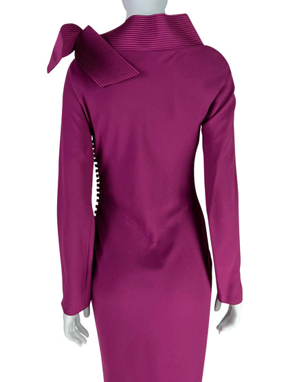 Dior by John Galliano Fall 1999 Bias-Cut Crepe Fuchsia Dress with a Bow Collar