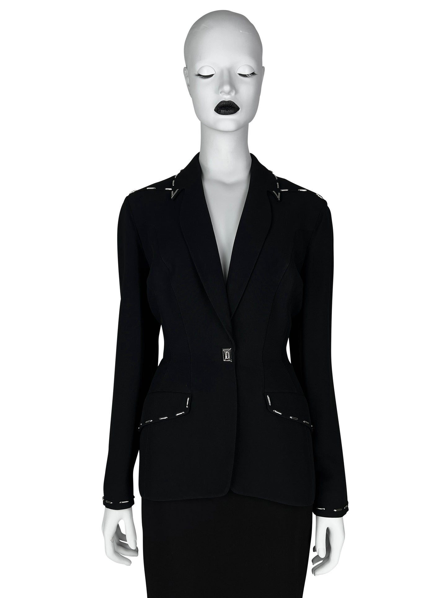 Thierry Mugler Fall 1996 Runway Blazer with Signature Metal Stitching Detail