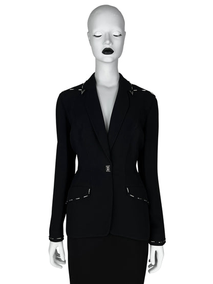 Thierry Mugler Fall 1996 Runway Blazer with Signature Metal Stitching Detail