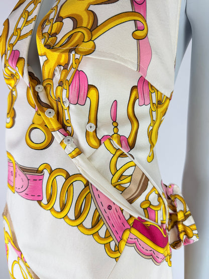 Dior by John Galliano Spring 2000 Runway Silk Equestrian Scarf Dress