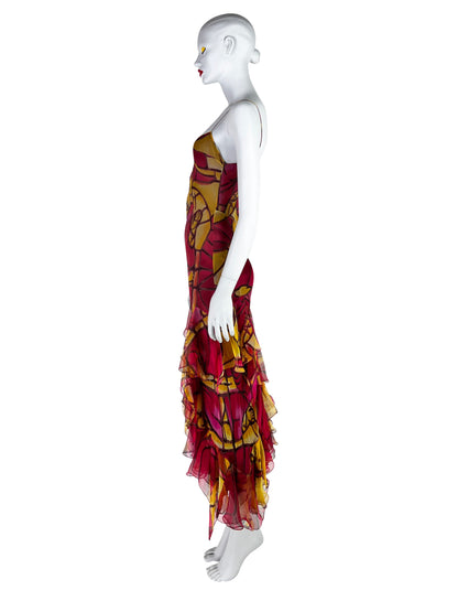 Dior by John Galliano Fall 2000 Stained Glass Bias-Cut Silk Dress