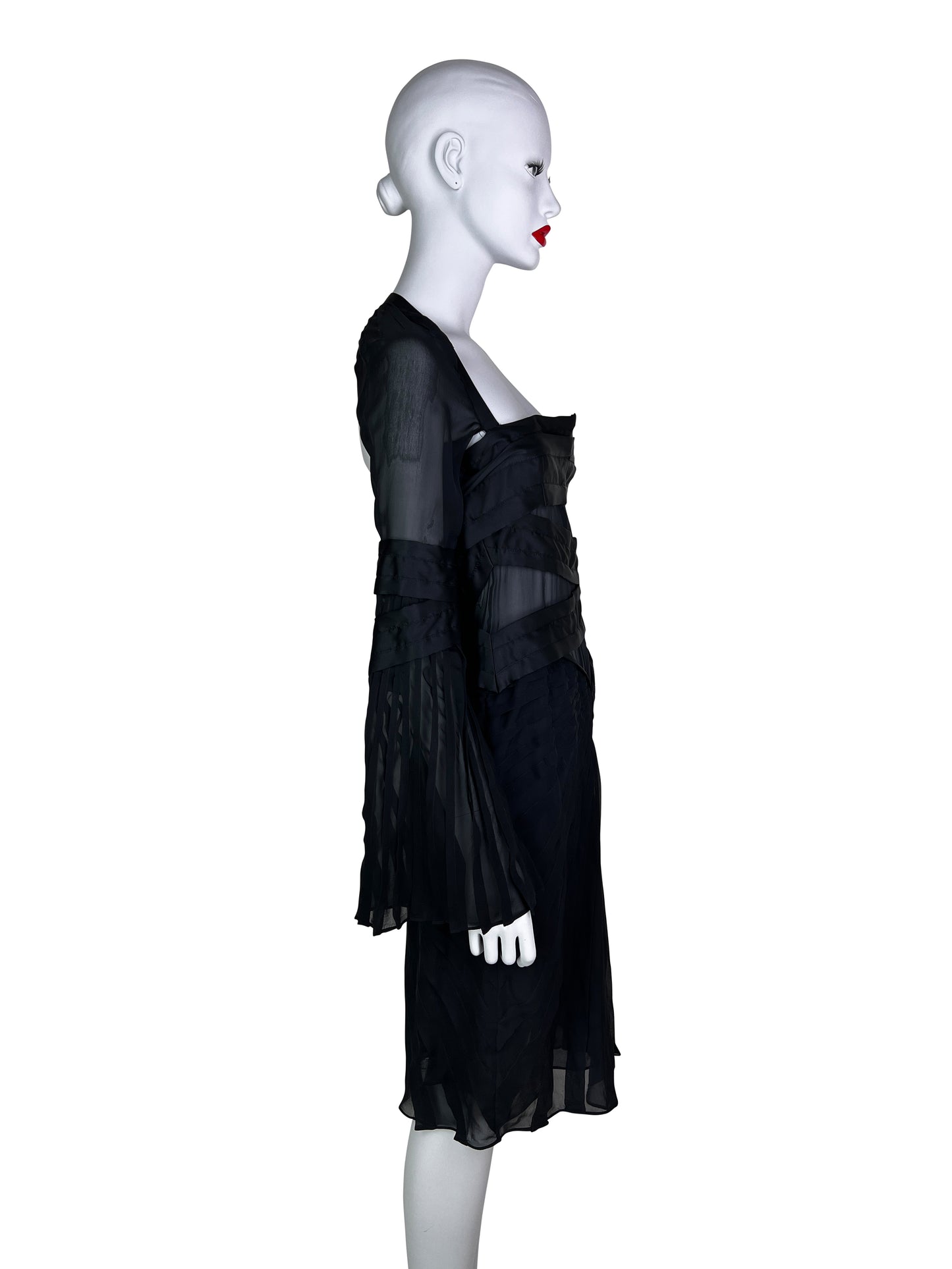 Gucci Fall 2004 Pleated Bondage Silk Dress