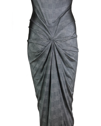 Dior Spring 2000 Plaid Print Silk Draped Jersey Dress