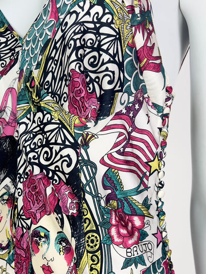 Dior by John Galliano Spring 2004 Gitane Print Bias-Cut Slip Dress