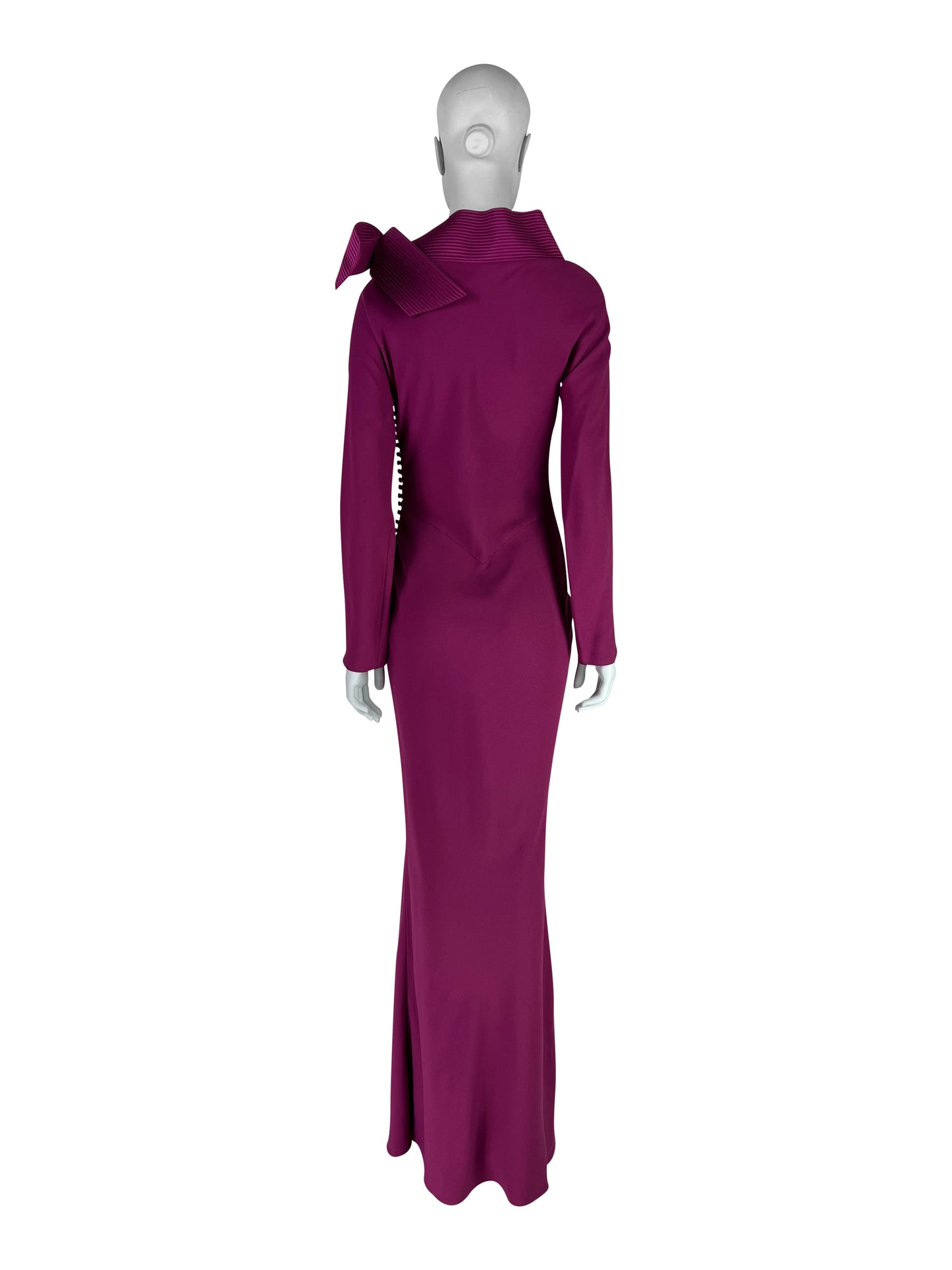Dior by John Galliano Fall 1999 Bias-Cut Crepe Fuchsia Dress with a Bow Collar