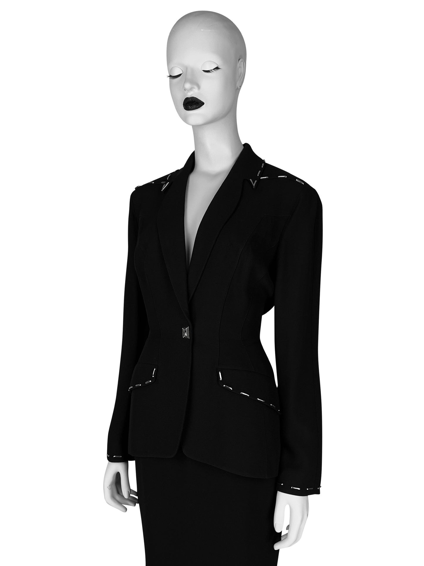 Thierry Mugler Fall 1996 Runway Blazer with Signature Metal Stitching Detail