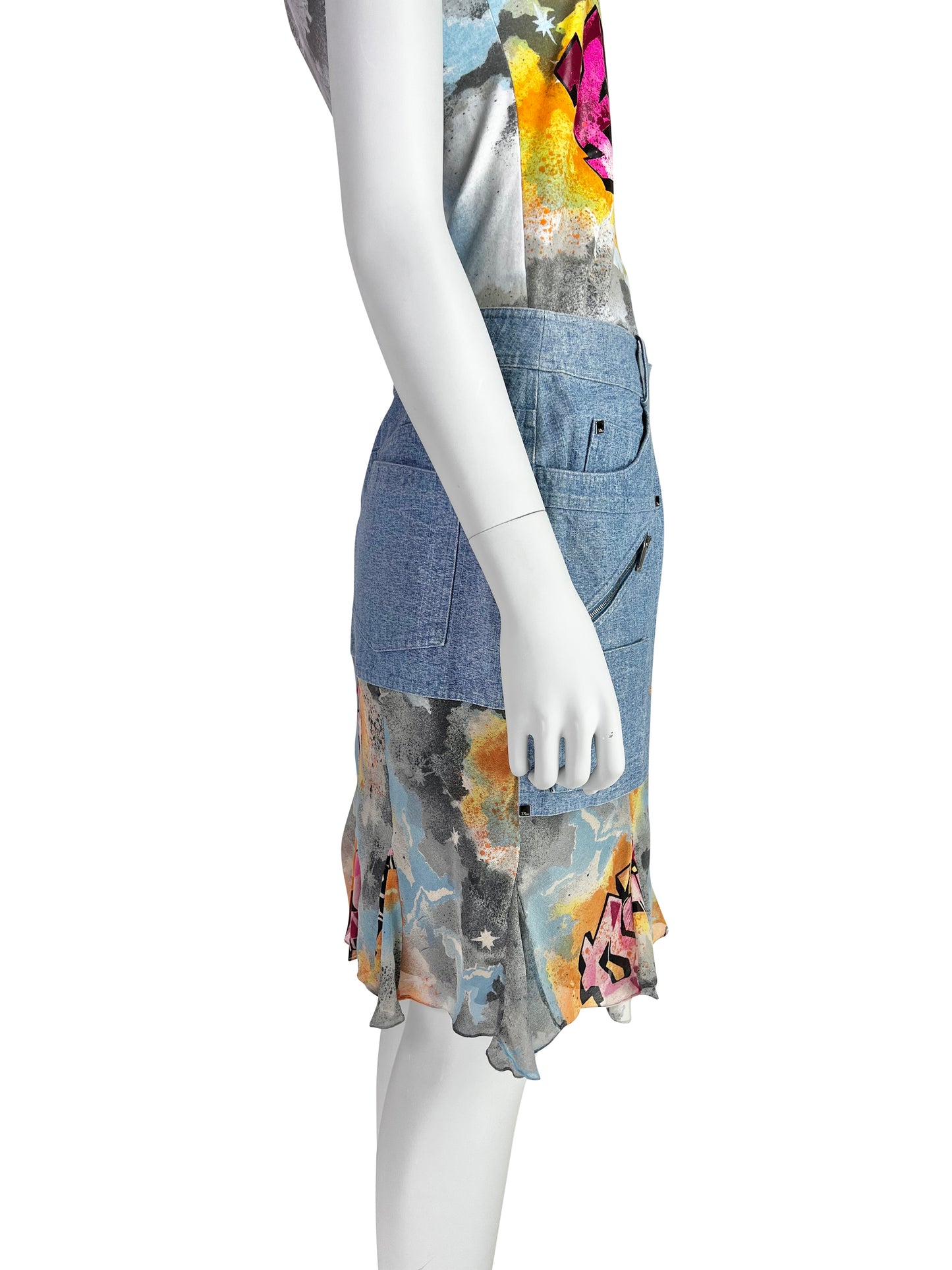 Dior by John Galliano Spring 2004 “Dior Kaos” Printed T-Shirt and Skirt Ensemble