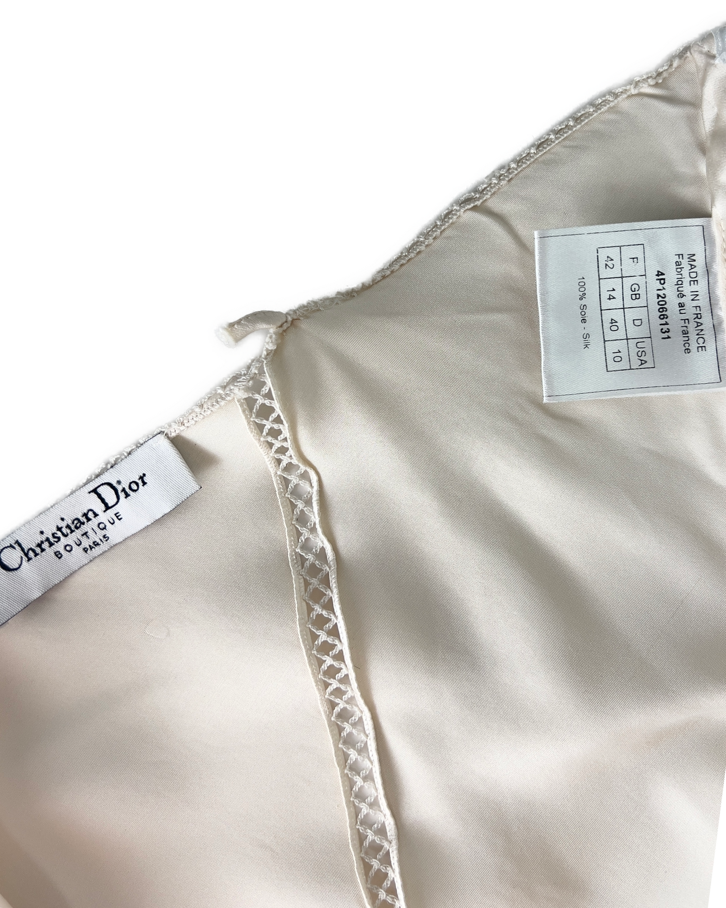 ON HOLD! Dior by John Galliano Spring 2004 Bias-Cut Off-White Silk Satin Dress