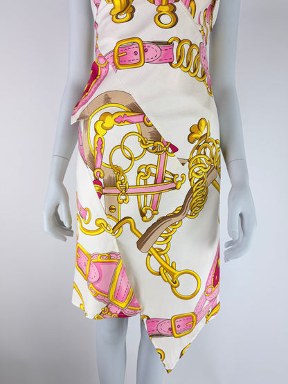 Dior by John Galliano Spring 2000 Runway Silk Equestrian Scarf Dress