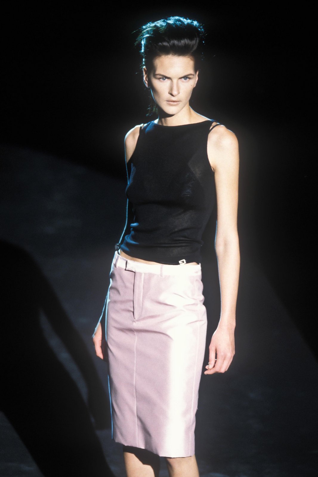 Gucci Spring 1998 Swarovski Logo G-string Silk Pencil Skirt