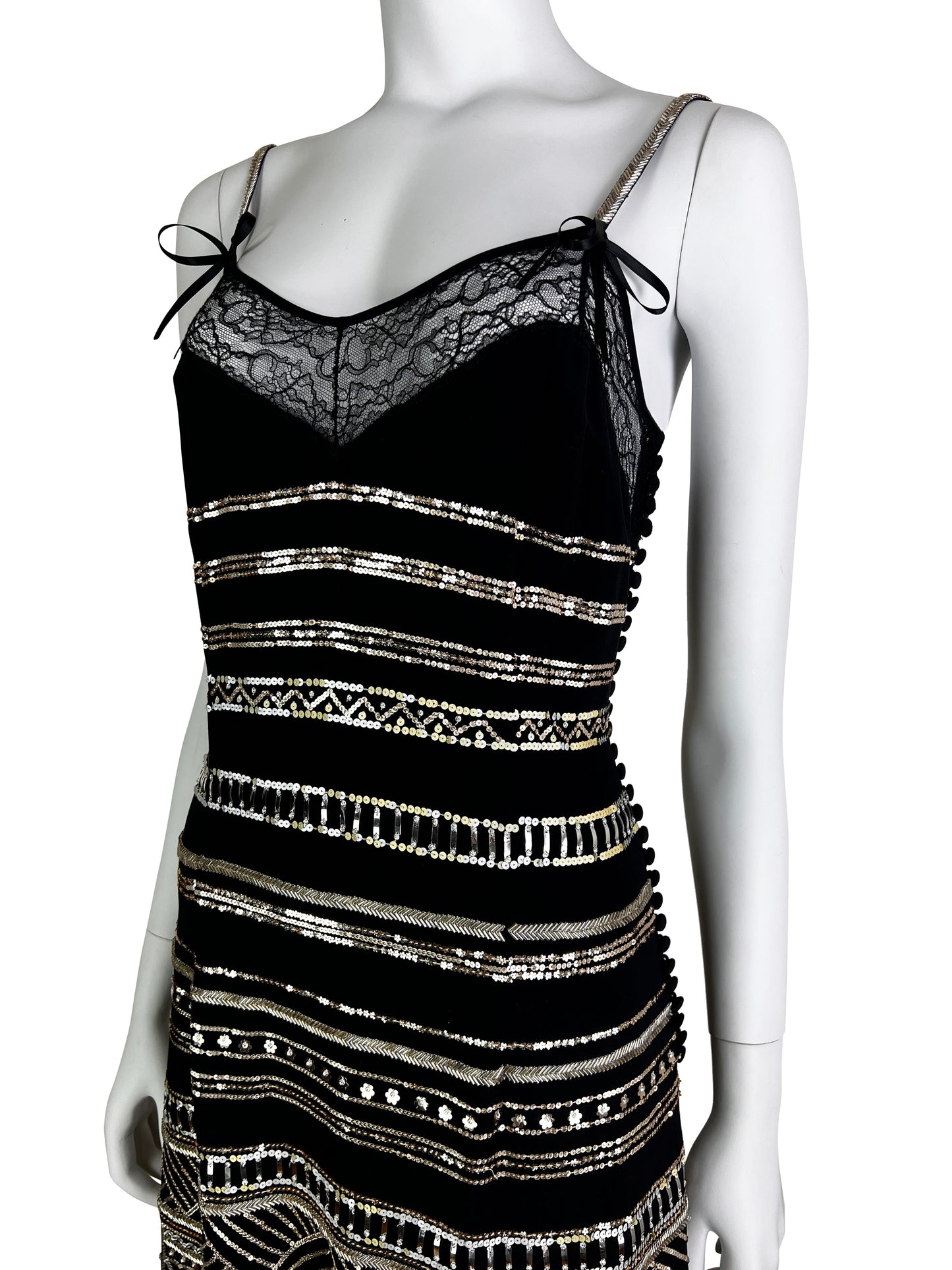 Dior by John Galliano Spring 2006 Embellished and Beaded Silk Cami Dress with Lace trim