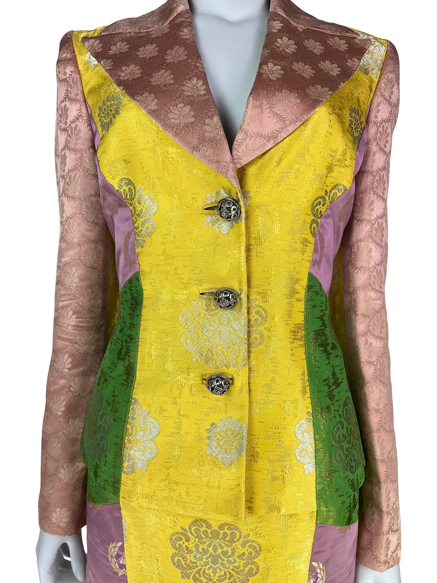Versace Fall 2002 By Donatella Versace Patchwork Jacquard Skirt Suit