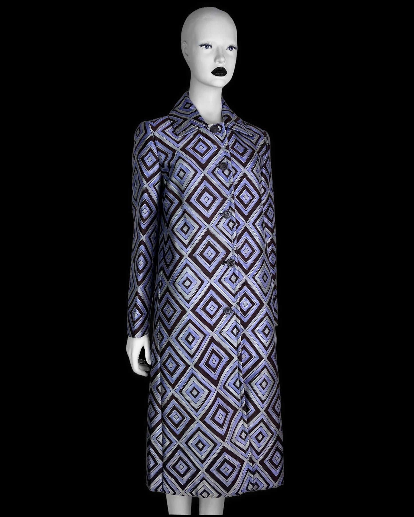 Prada Fall 1996 Diamond Print Coat in Purple