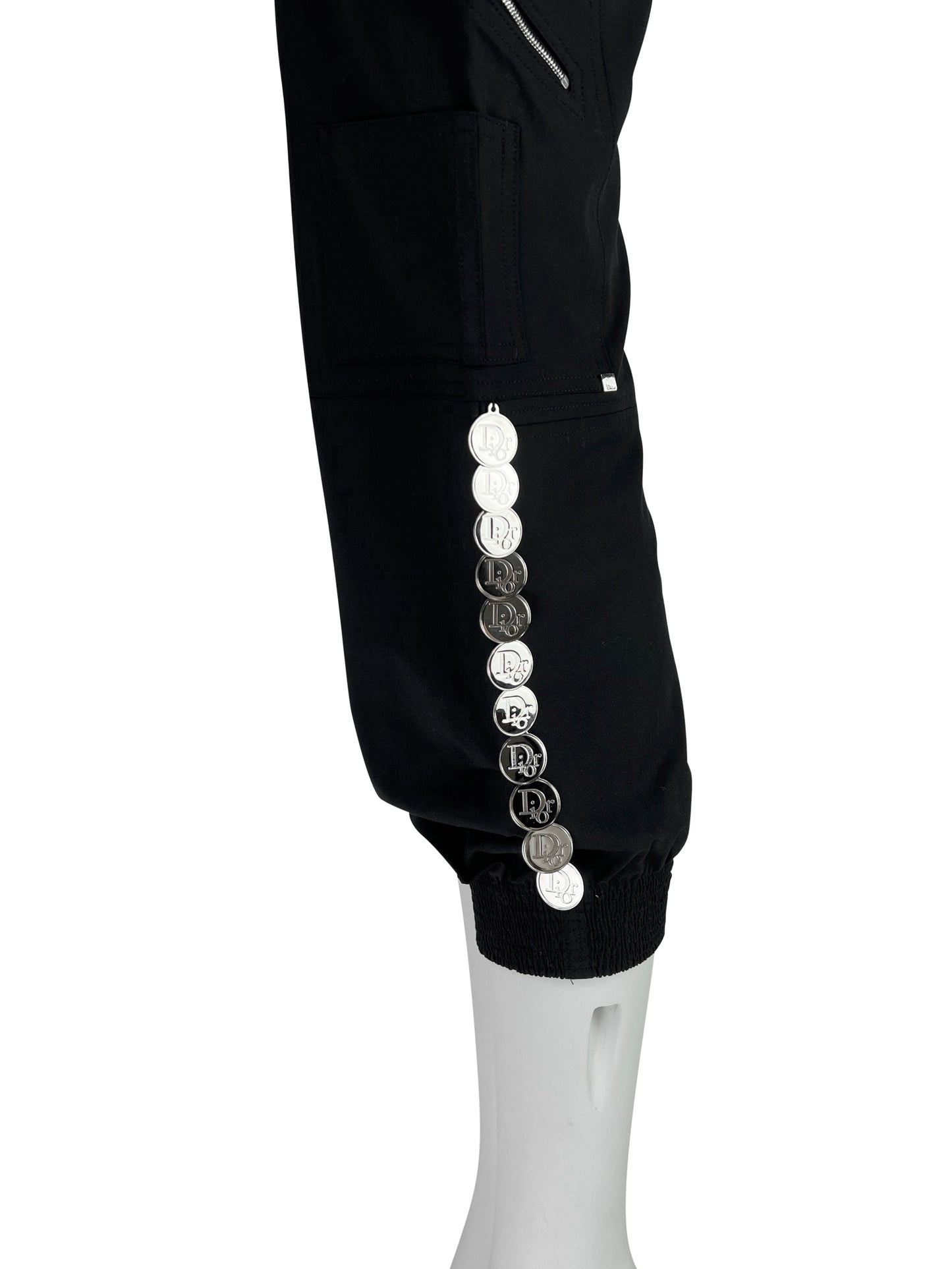 Dior by John Galliano Spring 2004 Black Suit with Silver Logo Coins
