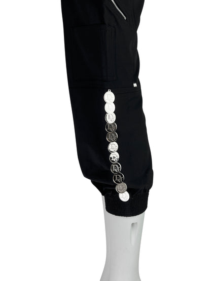 Dior by John Galliano Spring 2004 Black Suit with Silver Logo Coins