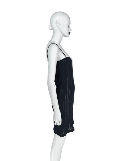 Gucci by Tom Ford Spring 1997 Black Open Work Knit Runway Dress