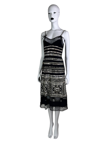 Dior by John Galliano Spring 2006 Embellished and Beaded Silk Cami Dress with Lace trim