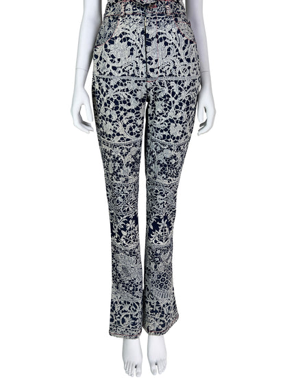 Vivienne Westwood Fall 1992 “Always on Camera” Printed Lace Screen Denim Set