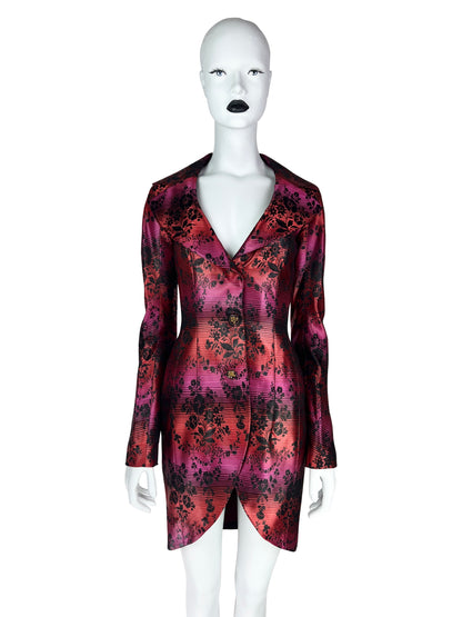 John Galliano Spring 1998 Gradient Jacquard Tulip-Hem Blazer