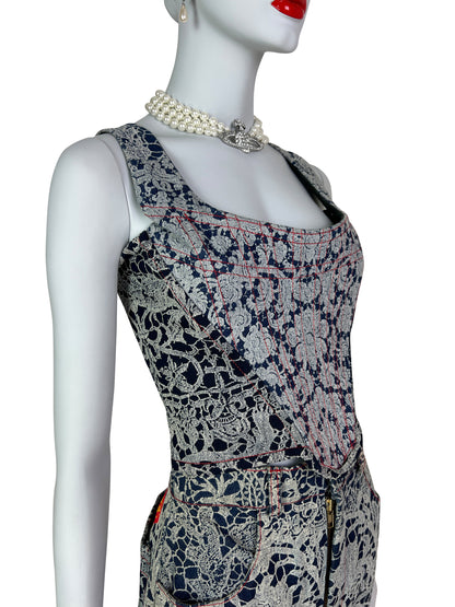 Vivienne Westwood Fall 1992 “Always on Camera” Printed Lace Screen Denim Set