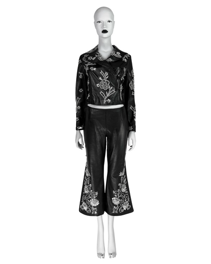 Dolce & Gabbana Spring 2000 Embroidered Leather Capri Pants
