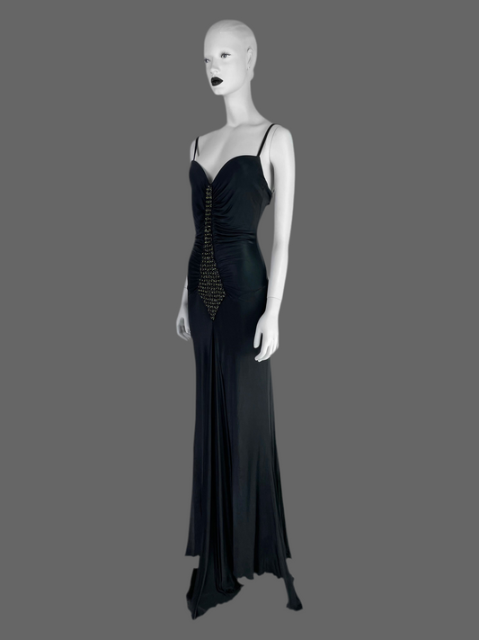 Roberto Cavalli Fall 2005 Draped Jersey Gown with Swarovski Crystal Panel