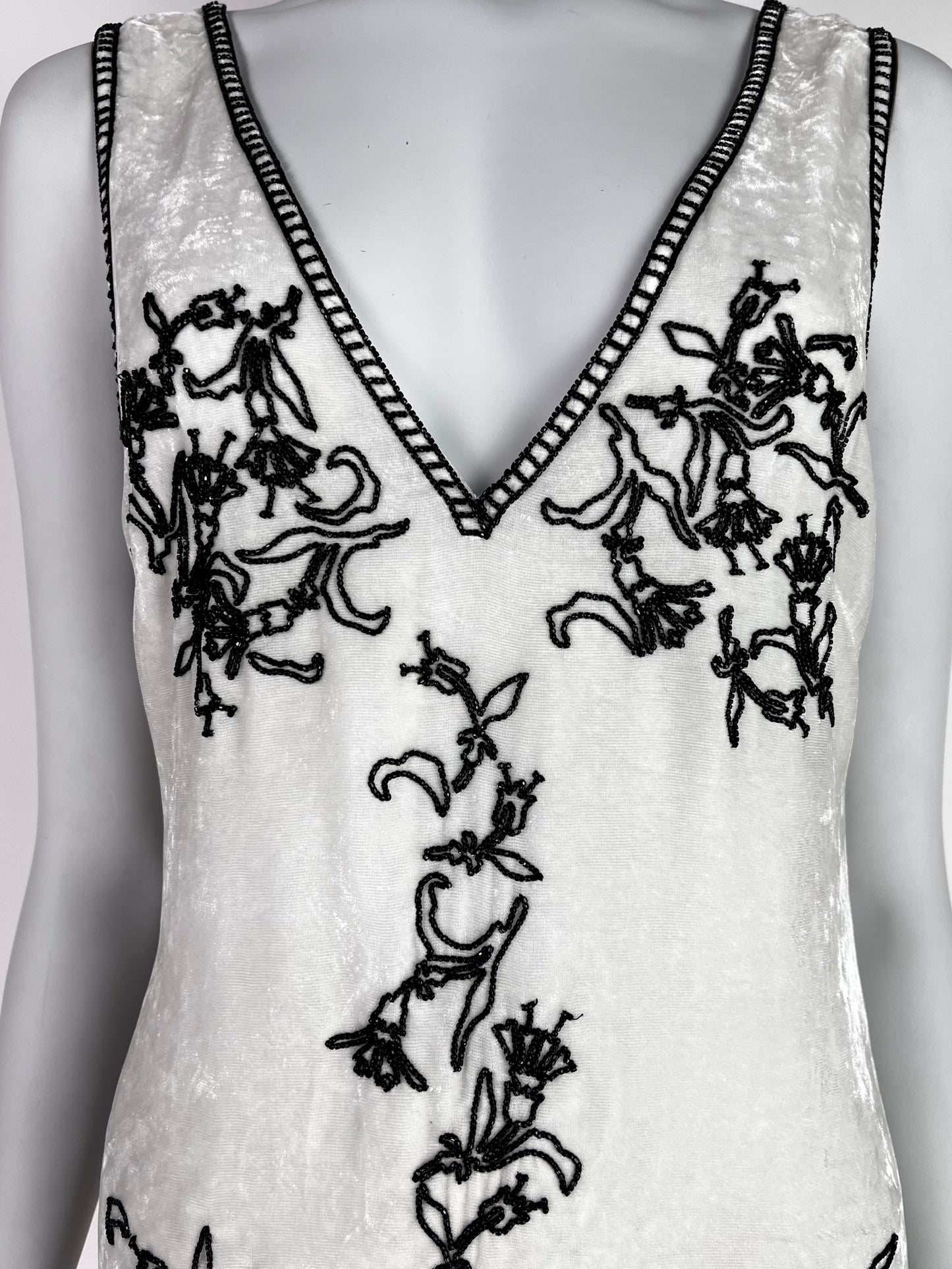 Prada Fall 1997 Beaded Off-white Velvet Dress