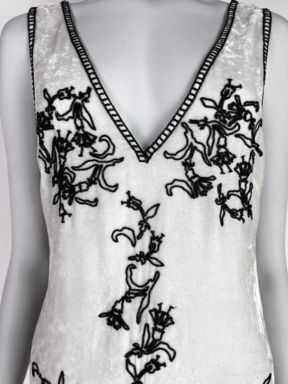 Prada Fall 1997 Beaded Off-white Velvet Dress