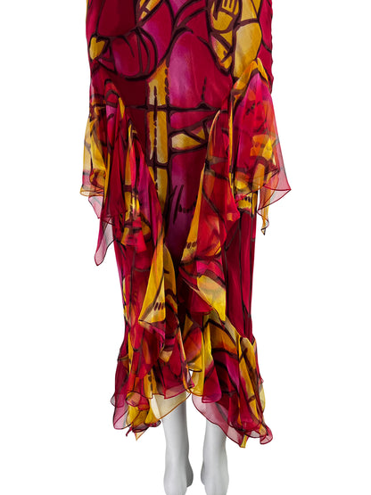Dior by John Galliano Fall 2000 Stained Glass Bias-Cut Silk Dress