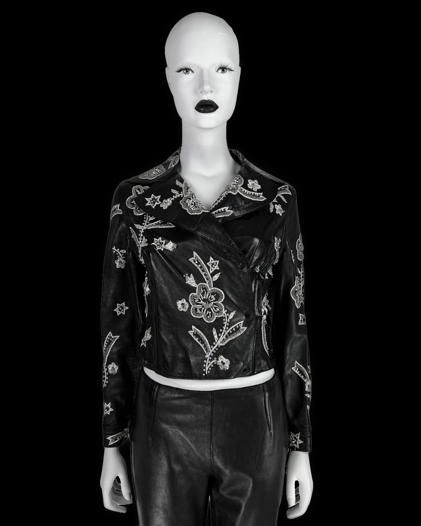 Dolce & Gabbana Spring 2000 Embroidered Leather Jacket
