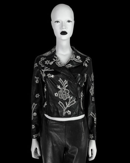 Dolce & Gabbana Spring 2000 Embroidered Leather Jacket