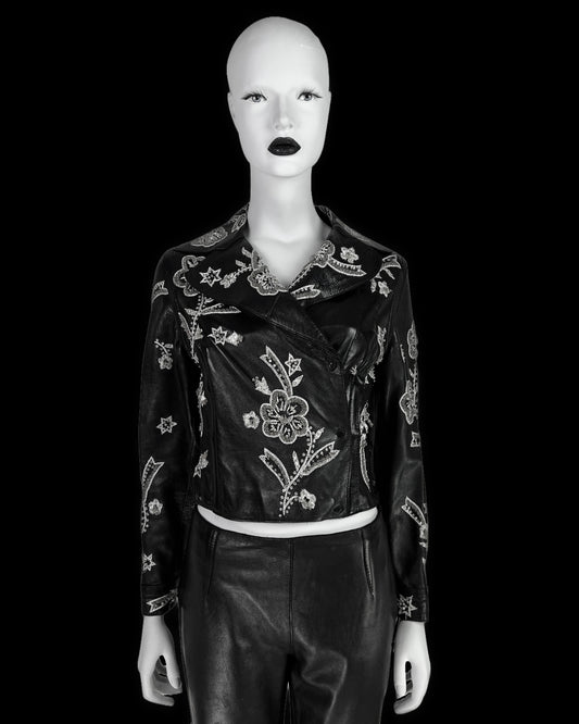 Dolce & Gabbana Spring 2000 Embroidered Leather Jacket