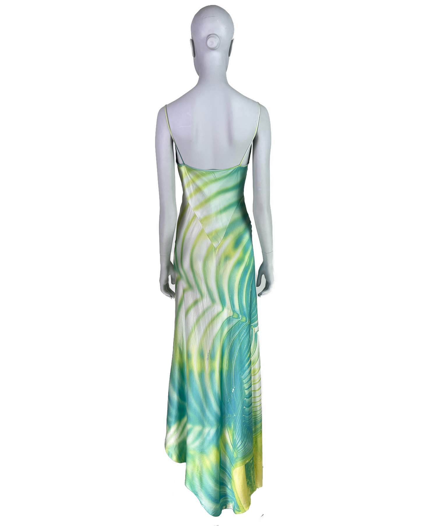 Roberto Cavalli Spring 2001 Pool Print Silk Bias-Cut Maxi Dress