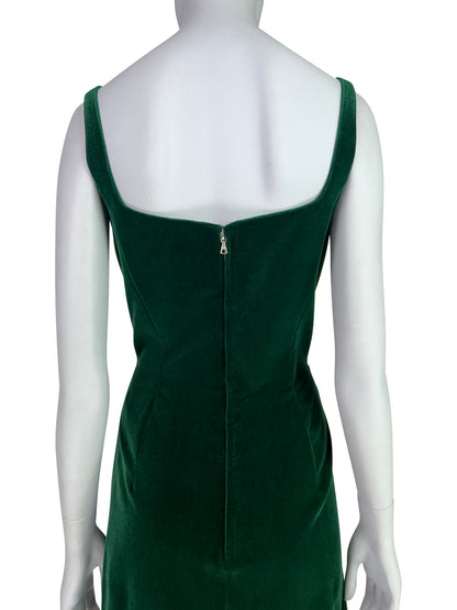 Mid 1990s Thierry Mugler Emerald Velvet Mini Dress