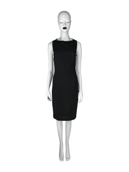 John Galliano Fall 1999 Feather-Trimmed Wool Little Black Dress