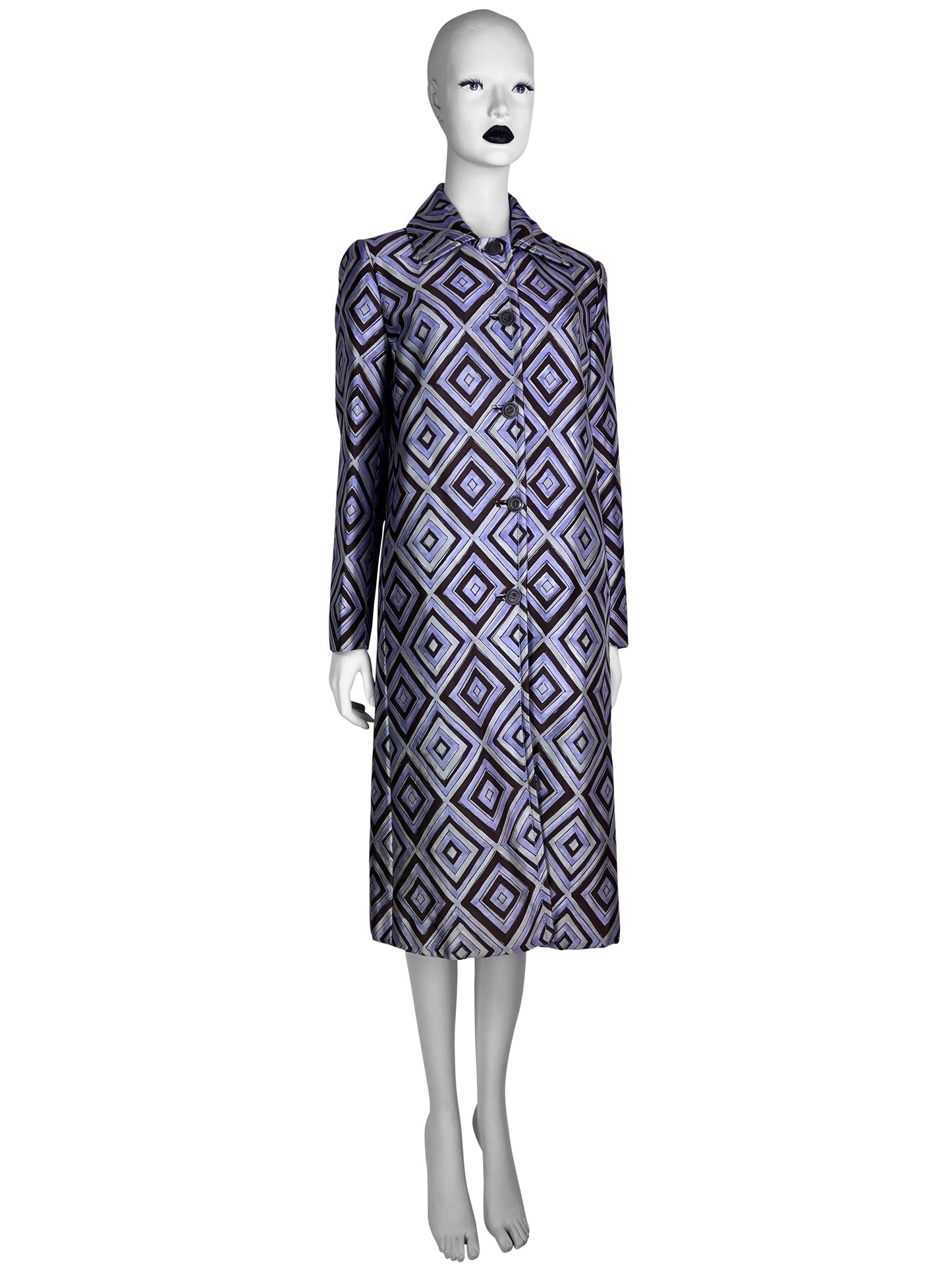 Prada Fall 1996 Diamond Print Coat in Purple