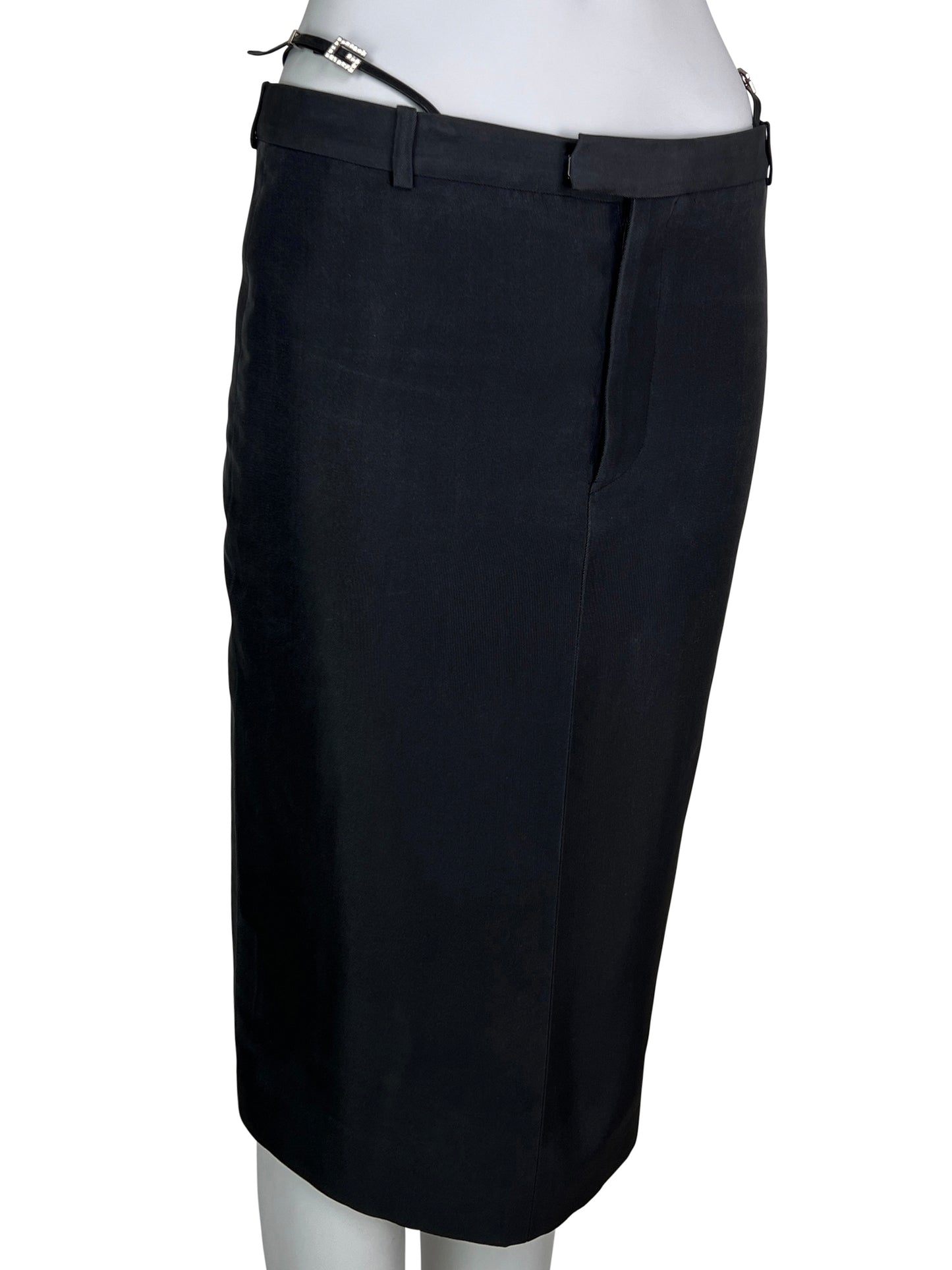 Gucci Spring 1998 Swarovski Logo G-string Silk Pencil Skirt