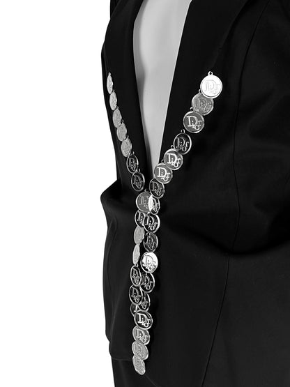 Dior by John Galliano Spring 2004 Black Suit with Silver Logo Coins