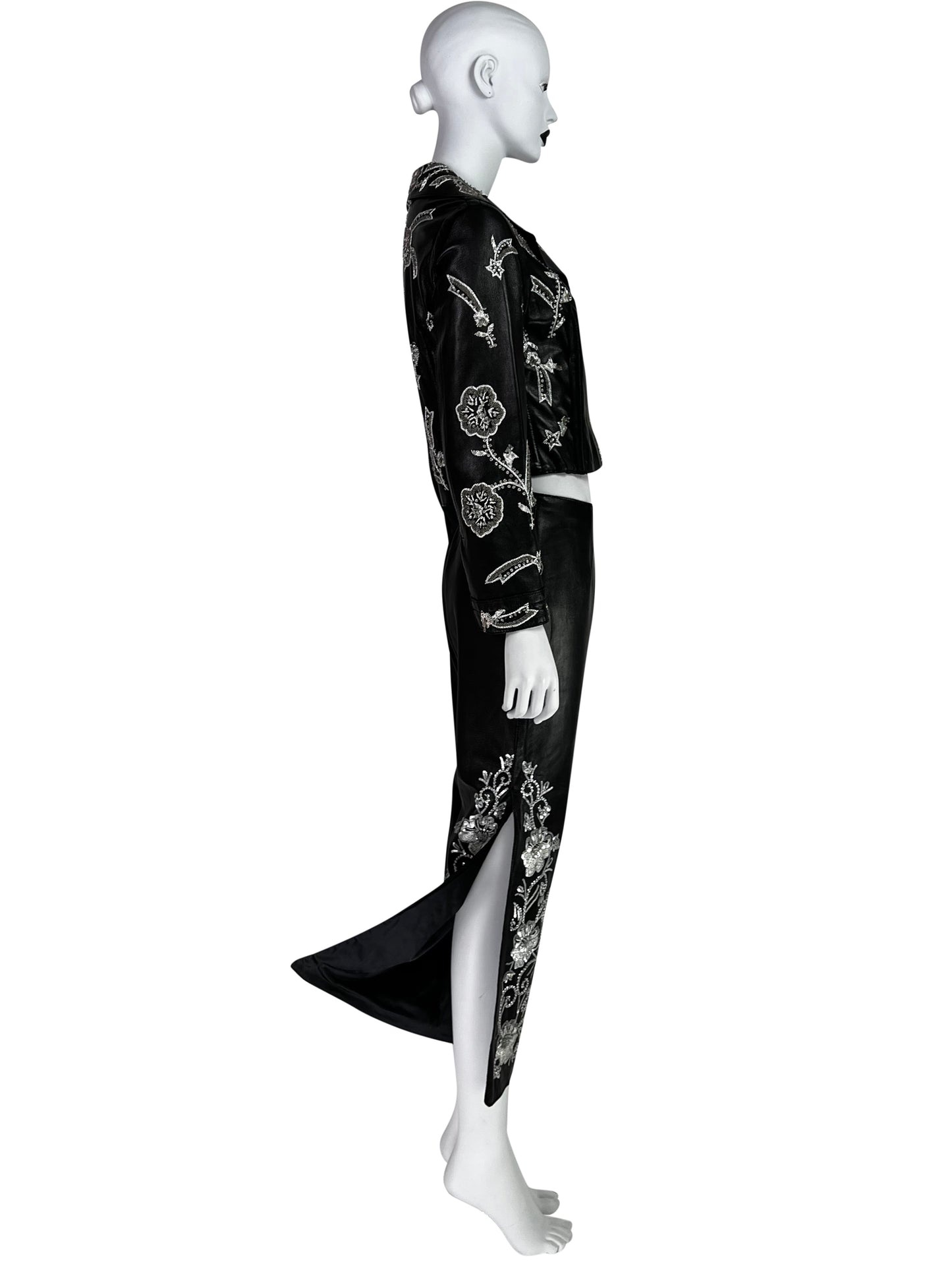 Dolce & Gabbana Spring 2000 Embroidered Leather Capri Pants
