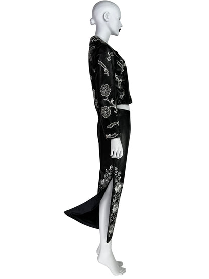 Dolce & Gabbana Spring 2000 Embroidered Leather Capri Pants