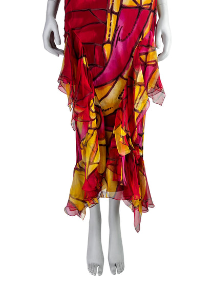 Dior by John Galliano Fall 2000 Stained Glass Bias-Cut Silk Dress